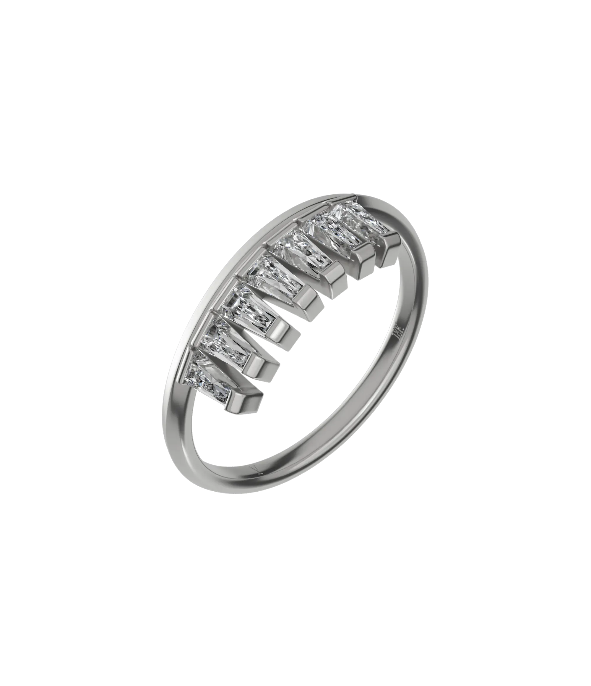 Tapered baguette lab-grown diamond multi-stone twist ring 0.84ct in 18K recycled white gold