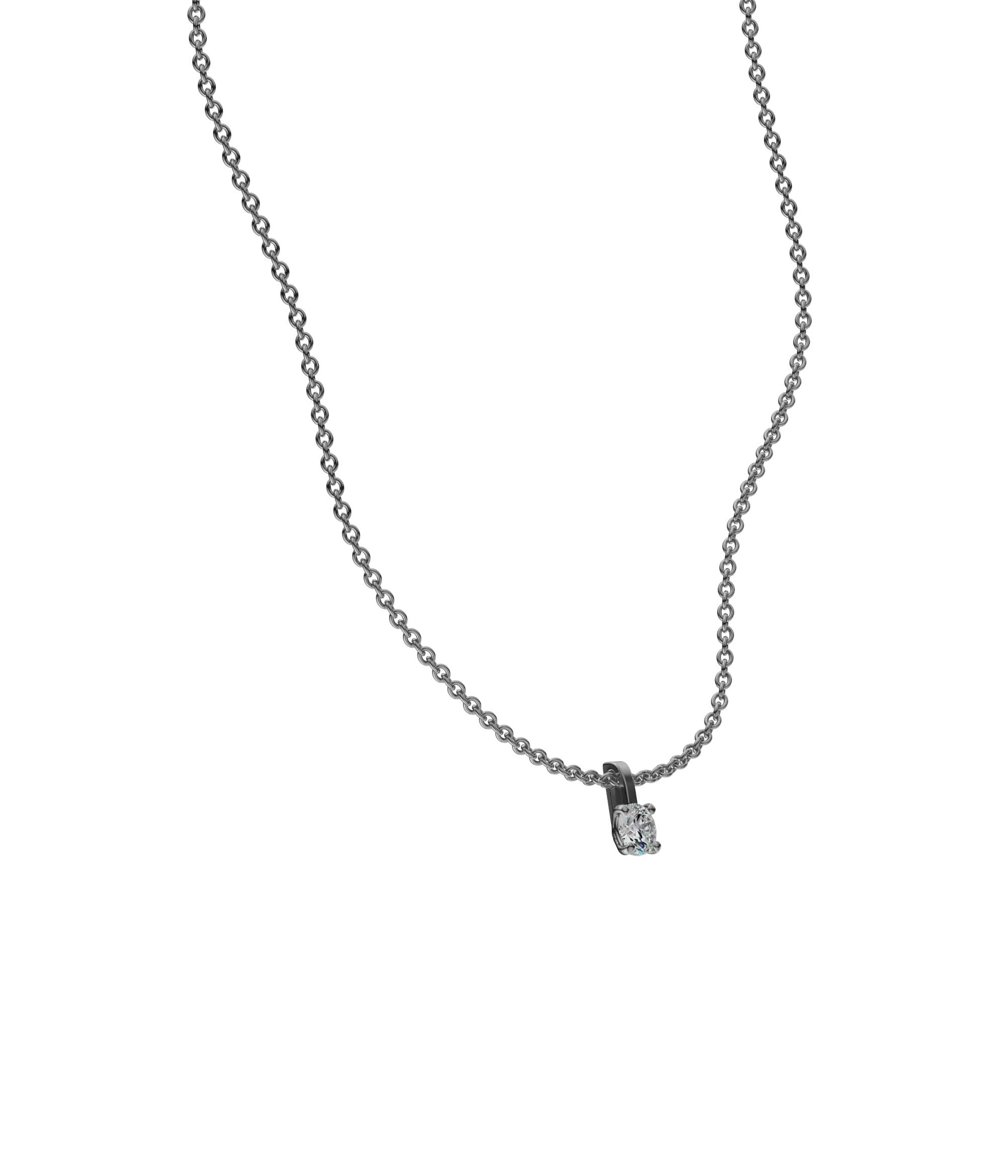 Round brilliant lab-grown diamond solitaire chain necklace, 0.50ct in 18K recycled white gold