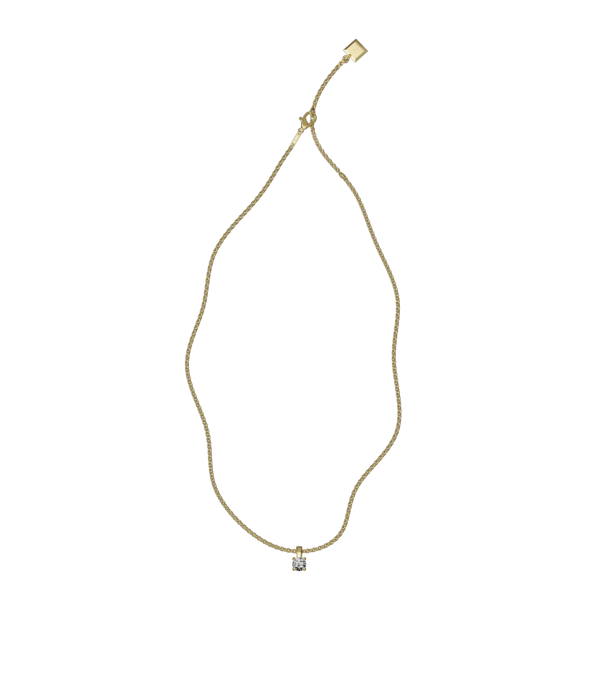 Round brilliant lab-grown diamond solitaire chain necklace, 0.50ct in 18K recycled yellow gold