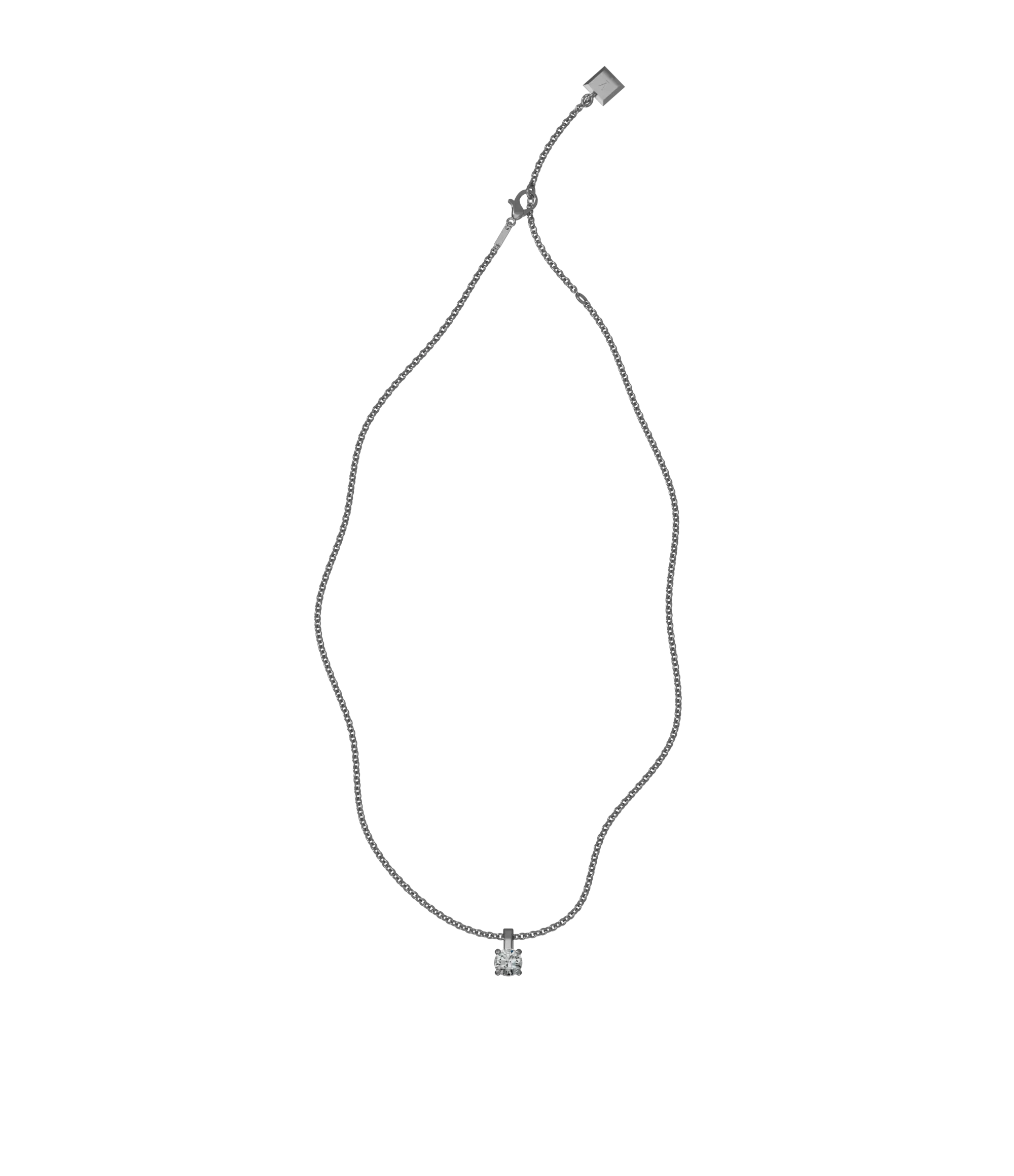 Round brilliant lab-grown diamond solitaire chain necklace, 1.00ct in 18K recycled white gold
