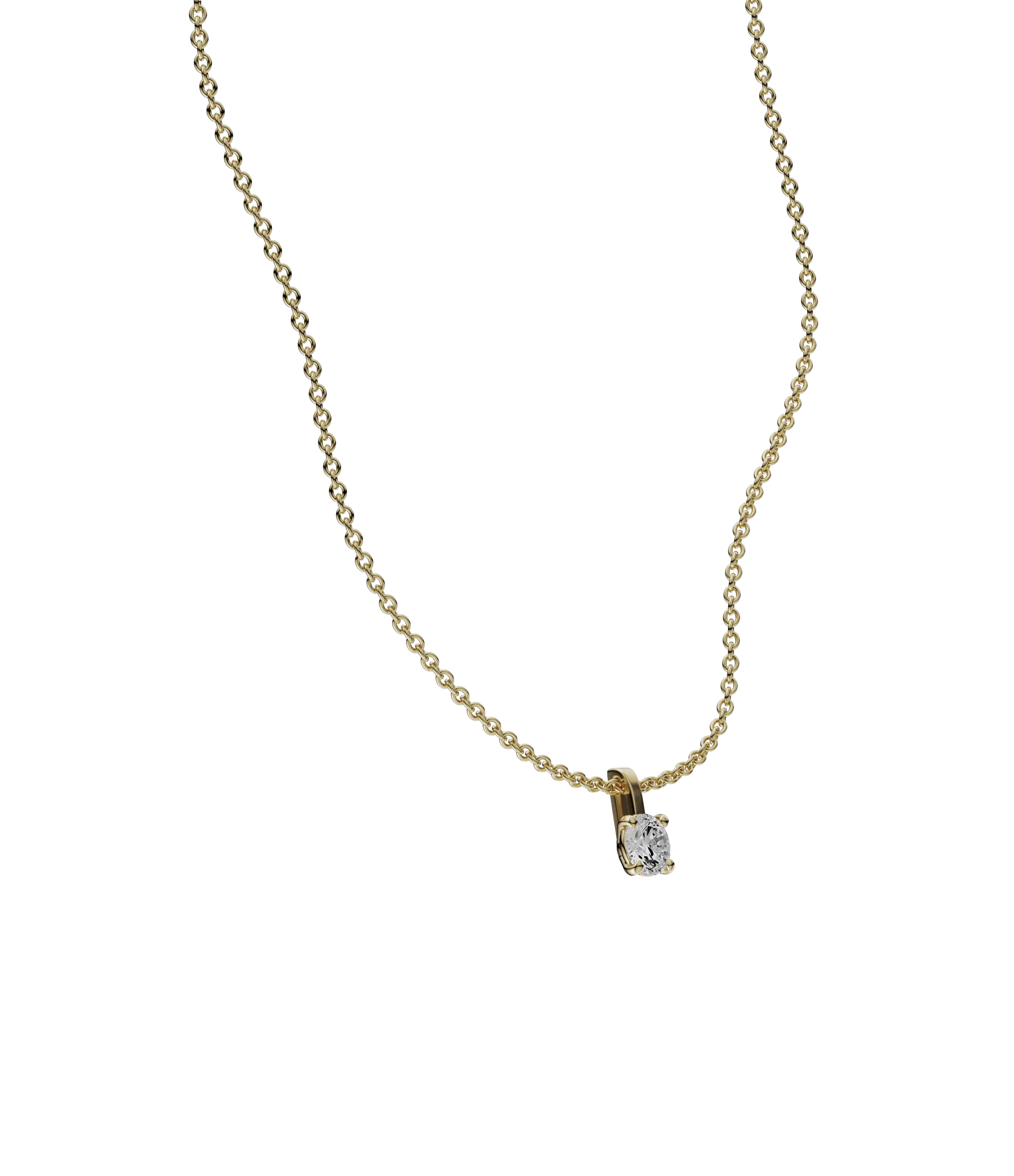 Round brilliant lab-grown diamond solitaire chain necklace, 1.00ct in 18K recycled yellow gold