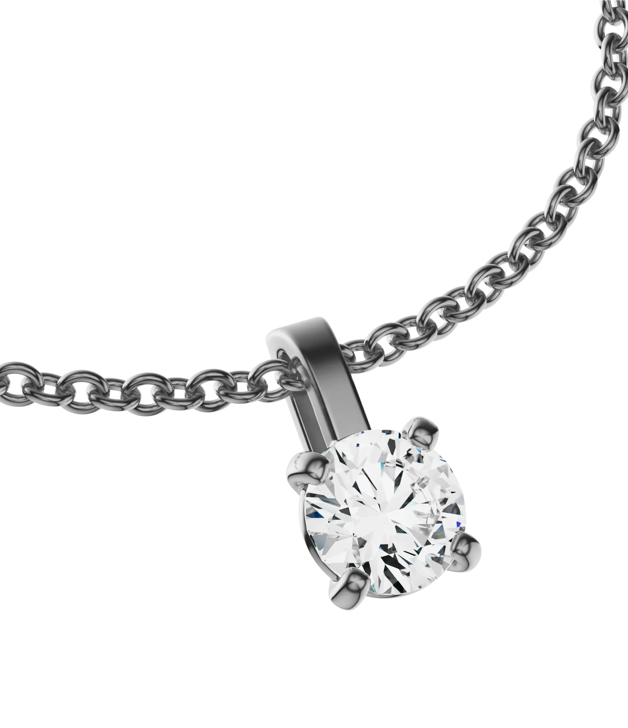 Round brilliant lab-grown diamond solitaire chain necklace, 1.00ct in 18K recycled white gold
