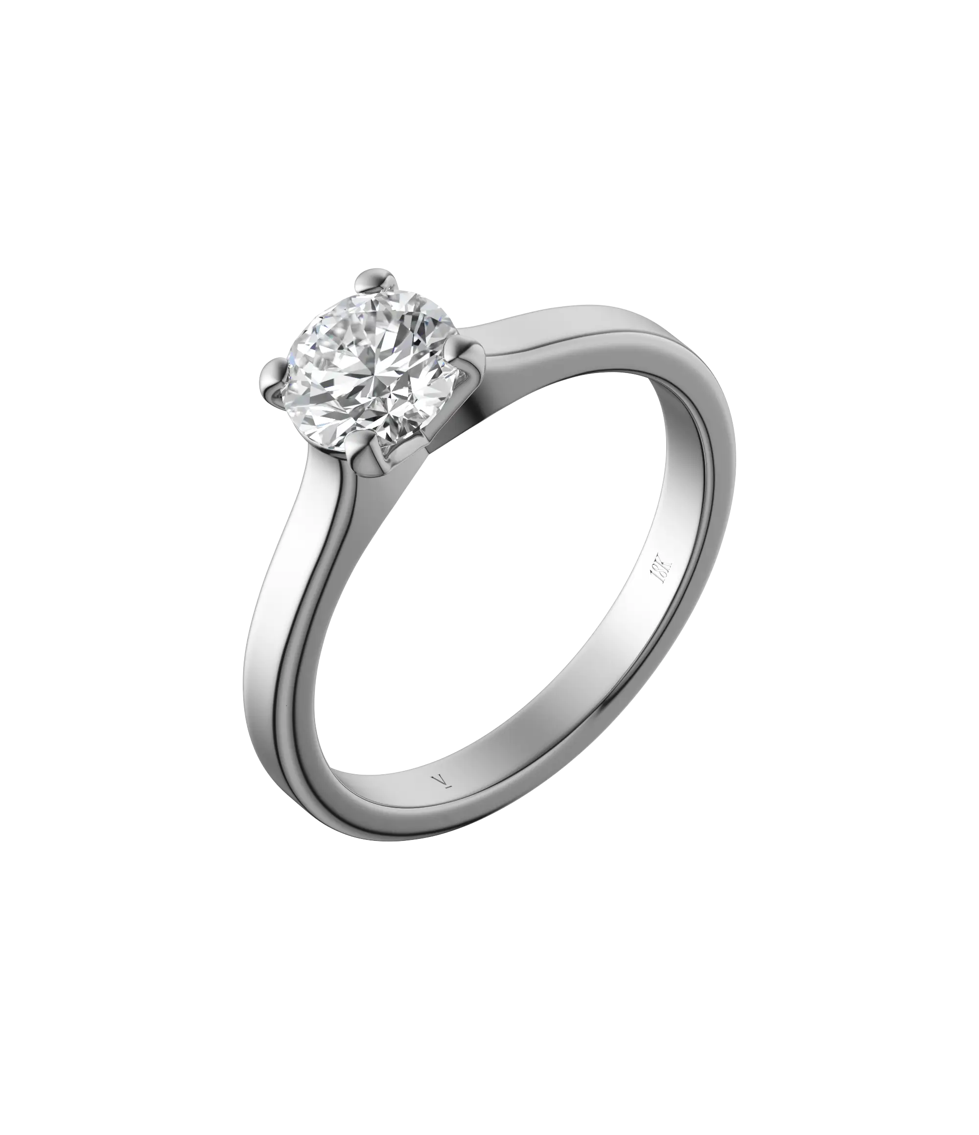 Round brilliant lab-grown diamond solitaire ring 1.00ct in 18K recycled white gold