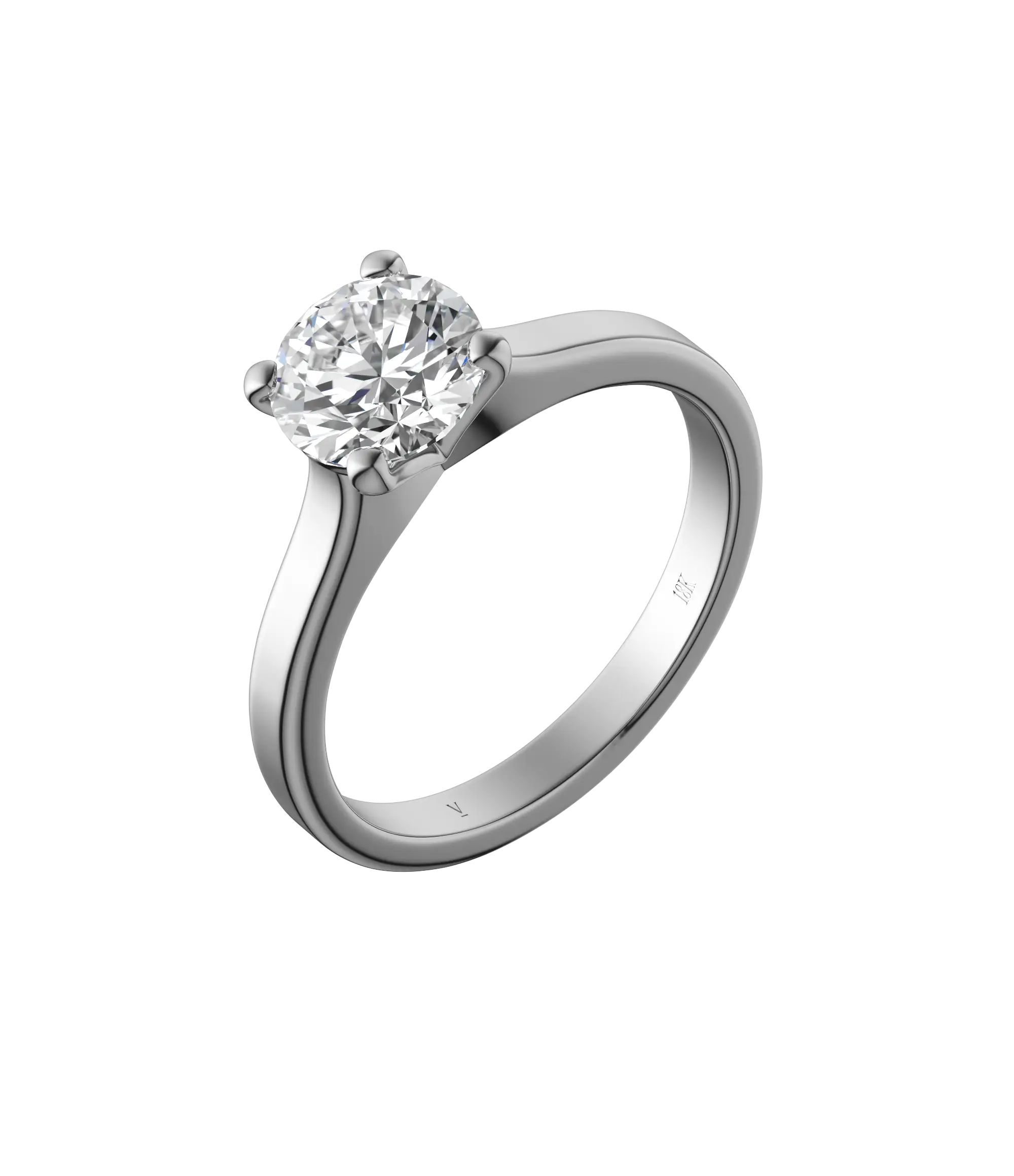 Round brilliant lab-grown diamond solitaire ring 1.50ct in 18K recycled white gold