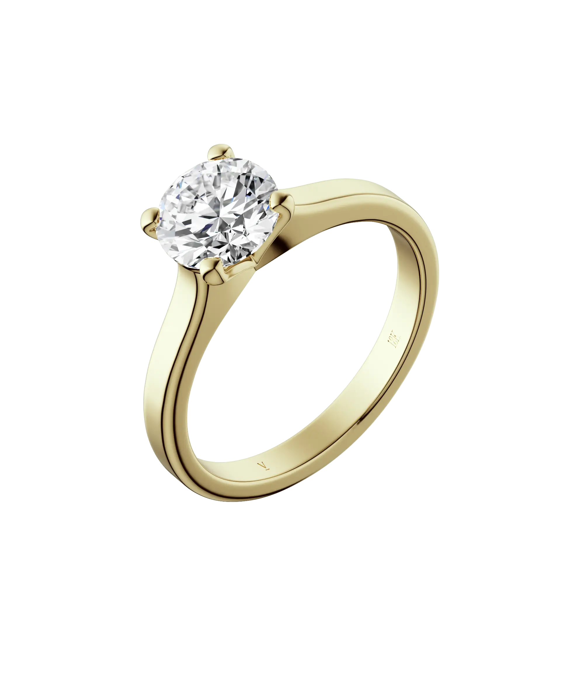 Round brilliant lab-grown diamond solitaire ring 1.50ct in 18K recycled yellow gold