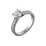 Round brilliant lab-grown diamond pavé ring 1.28ct in 18K recycled white gold
