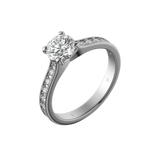 Round brilliant lab-grown diamond pavé ring 1.28ct in 18K recycled white gold