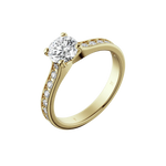 Round brilliant lab-grown diamond pavé ring 1.28ct in 18K recycled yellow gold