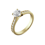 Round brilliant lab-grown diamond pavé ring 1.28ct in 18K recycled yellow gold