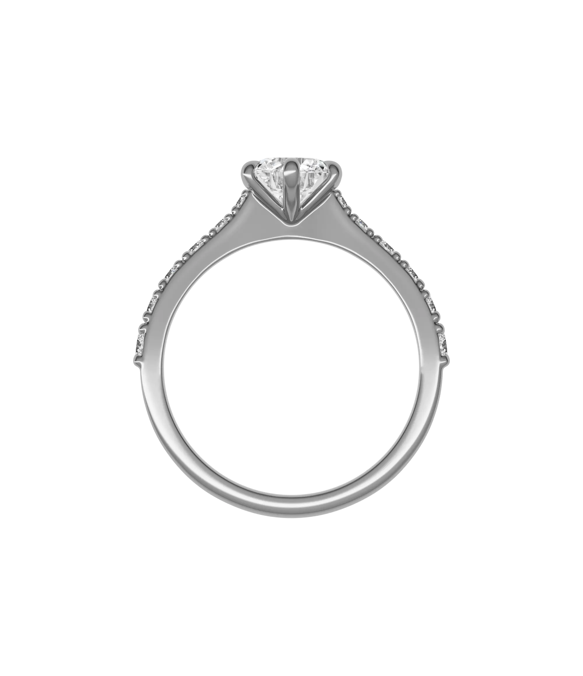 Round brilliant lab-grown diamond pavé ring 1.41ct in 18K recycled white gold