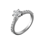 Round brilliant lab-grown diamond pavé ring 1.41ct in 18K recycled white gold