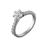 Round brilliant lab-grown diamond pavé ring 1.41ct in 18K recycled white gold