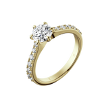 Round brilliant lab-grown diamond pavé ring 1.41ct in 18K recycled yellow gold