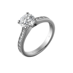 Round brilliant lab-grown diamond pavé ring 1.78ct in 18K recycled white gold