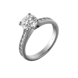Round brilliant lab-grown diamond pavé ring 1.78ct in 18K recycled white gold