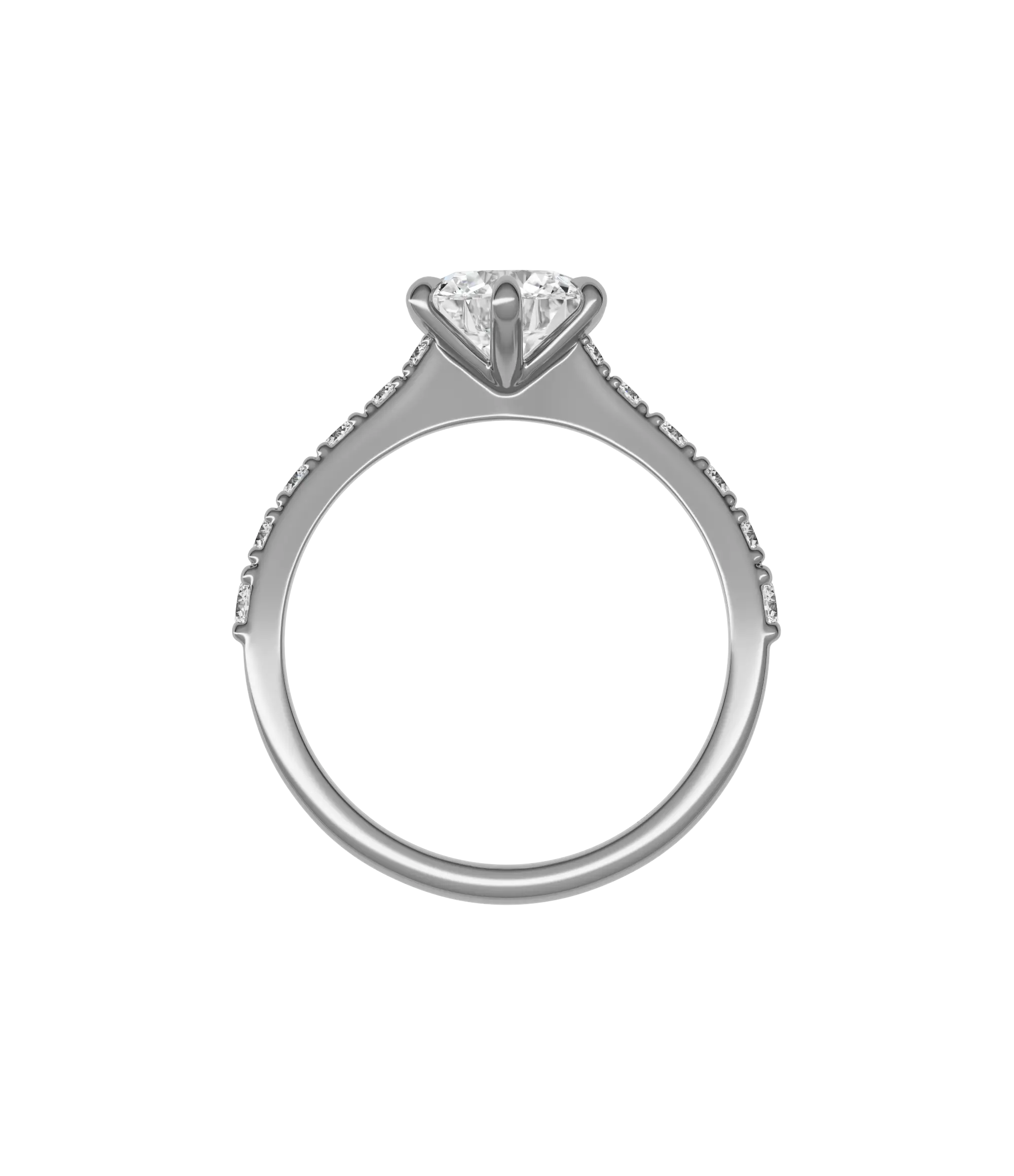 Round brilliant lab-grown diamond pavé ring 1.78ct in 18K recycled white gold