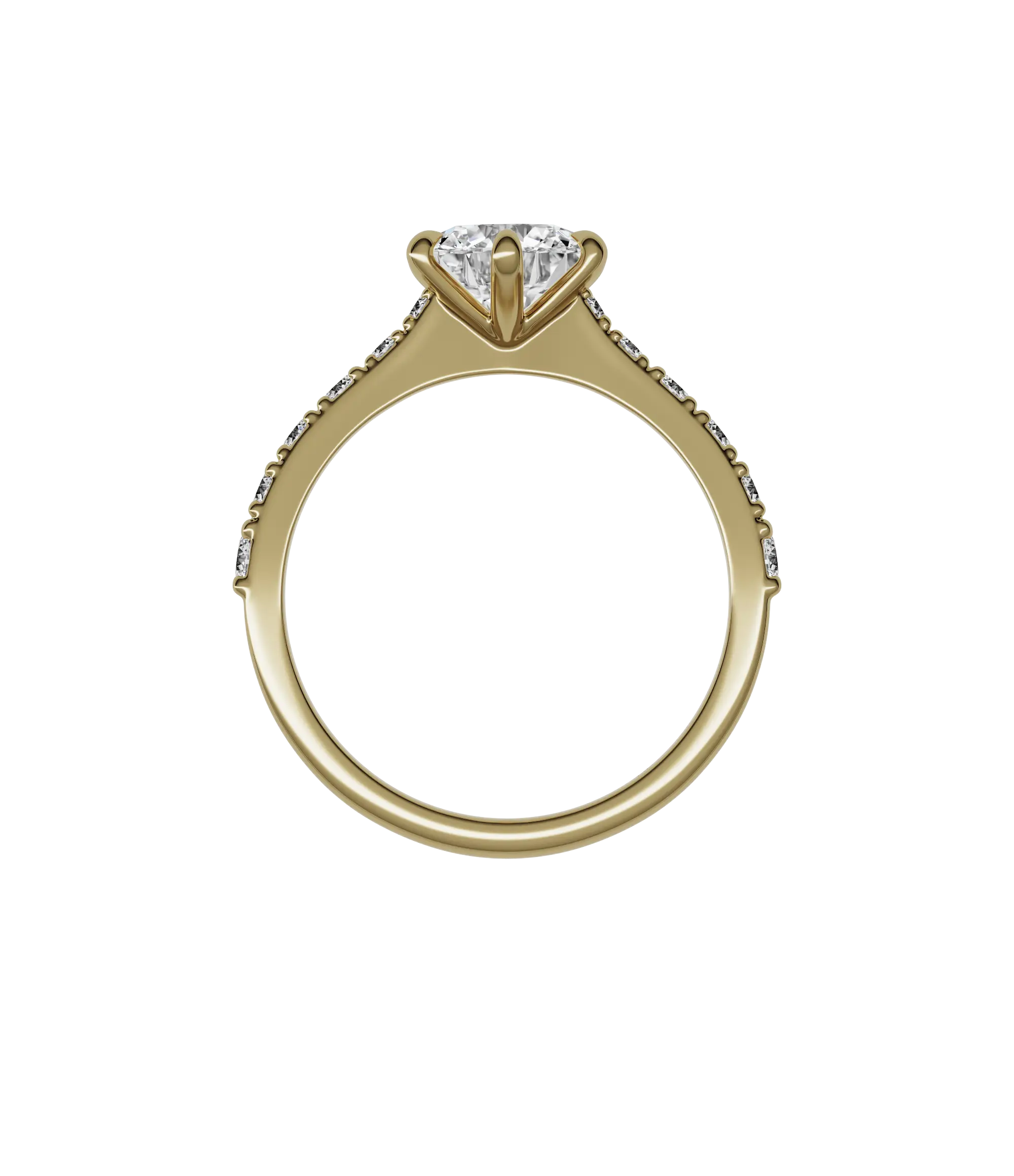 Round brilliant lab-grown diamond pavé ring 1.78ct in 18K recycled yellow gold