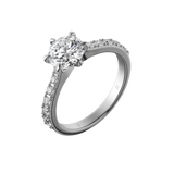 Round brilliant lab-grown diamond pavé ring 1.78ct in 18K recycled white gold