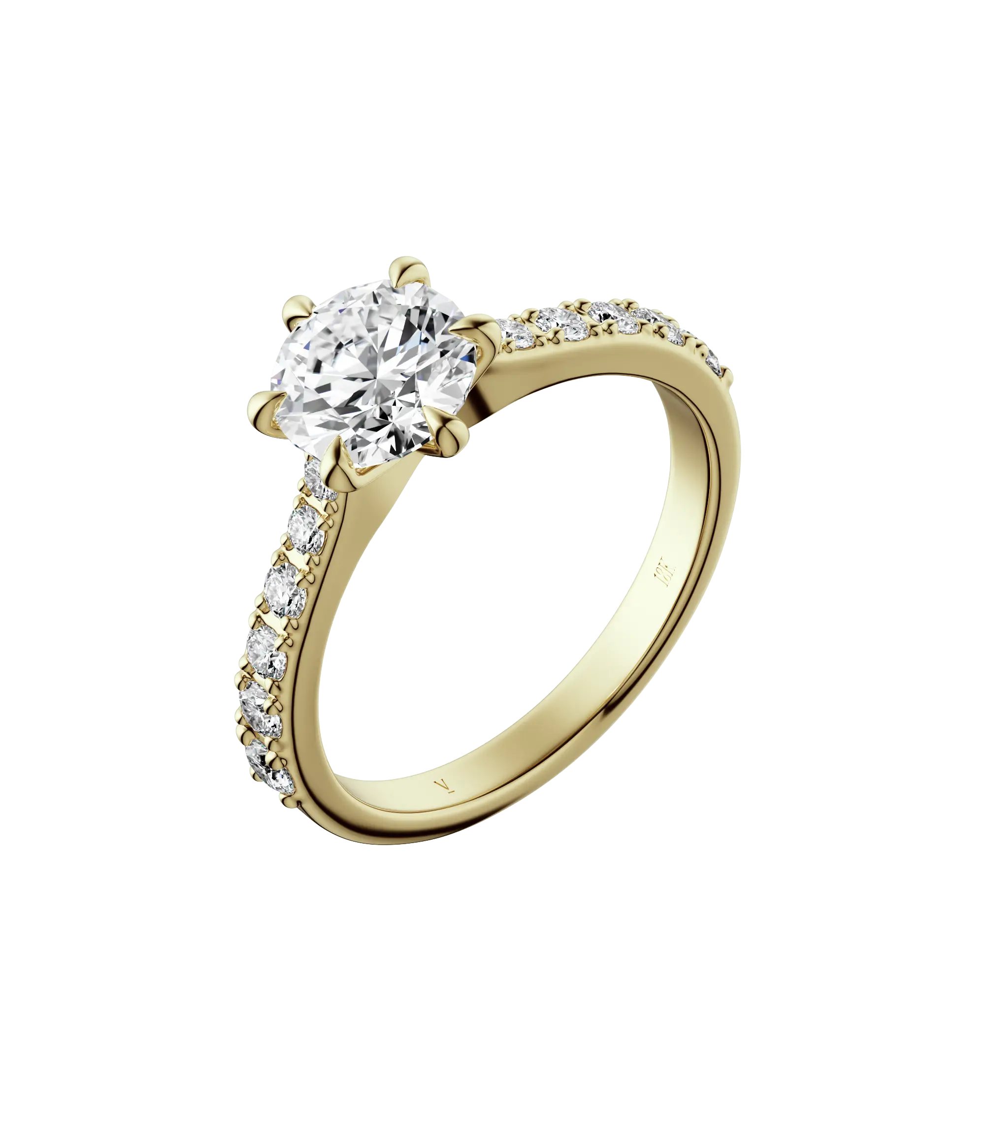 Round brilliant lab-grown diamond pavé ring 1.78ct in 18K recycled yellow gold