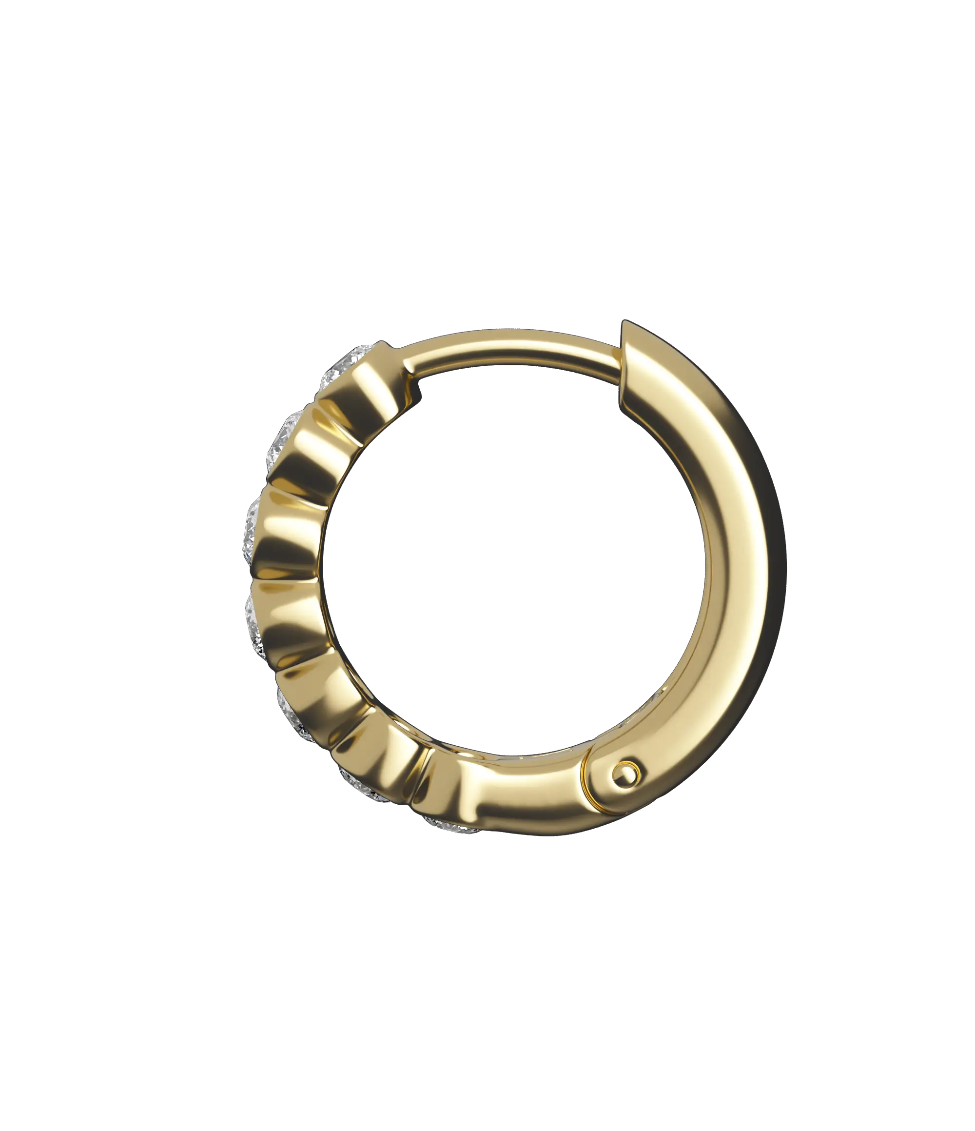 Round brilliant lab-grown diamond bezel hoop earrings, 0.42ct in 18K recycled yellow gold