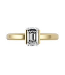 Emerald cut lab-grown diamond solitaire ring 1.00ct in 18K recycled yellow gold