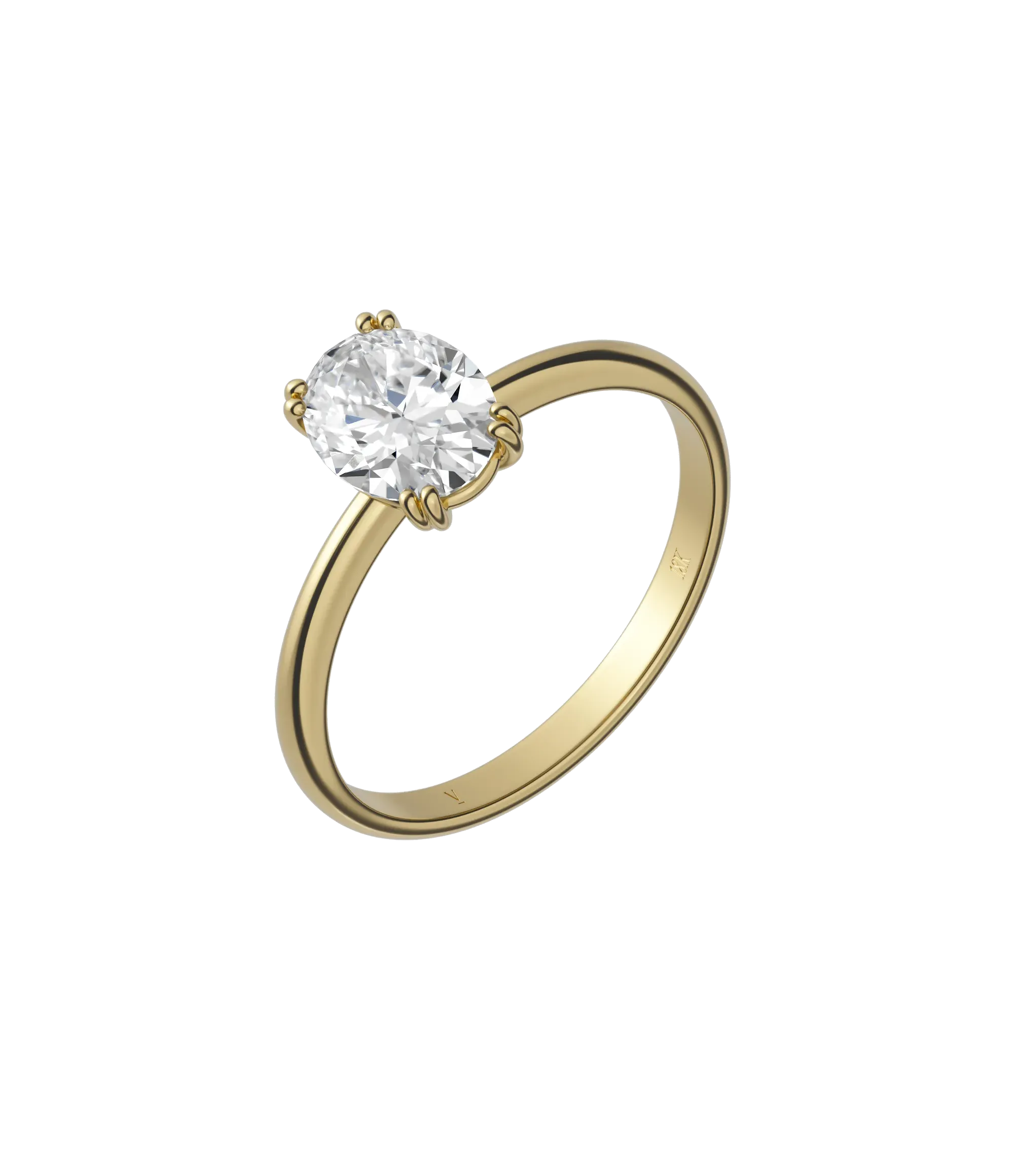 Oval cut certified lab-grown diamond solitaire ring 1.00ct in 18K recycled yellow gold